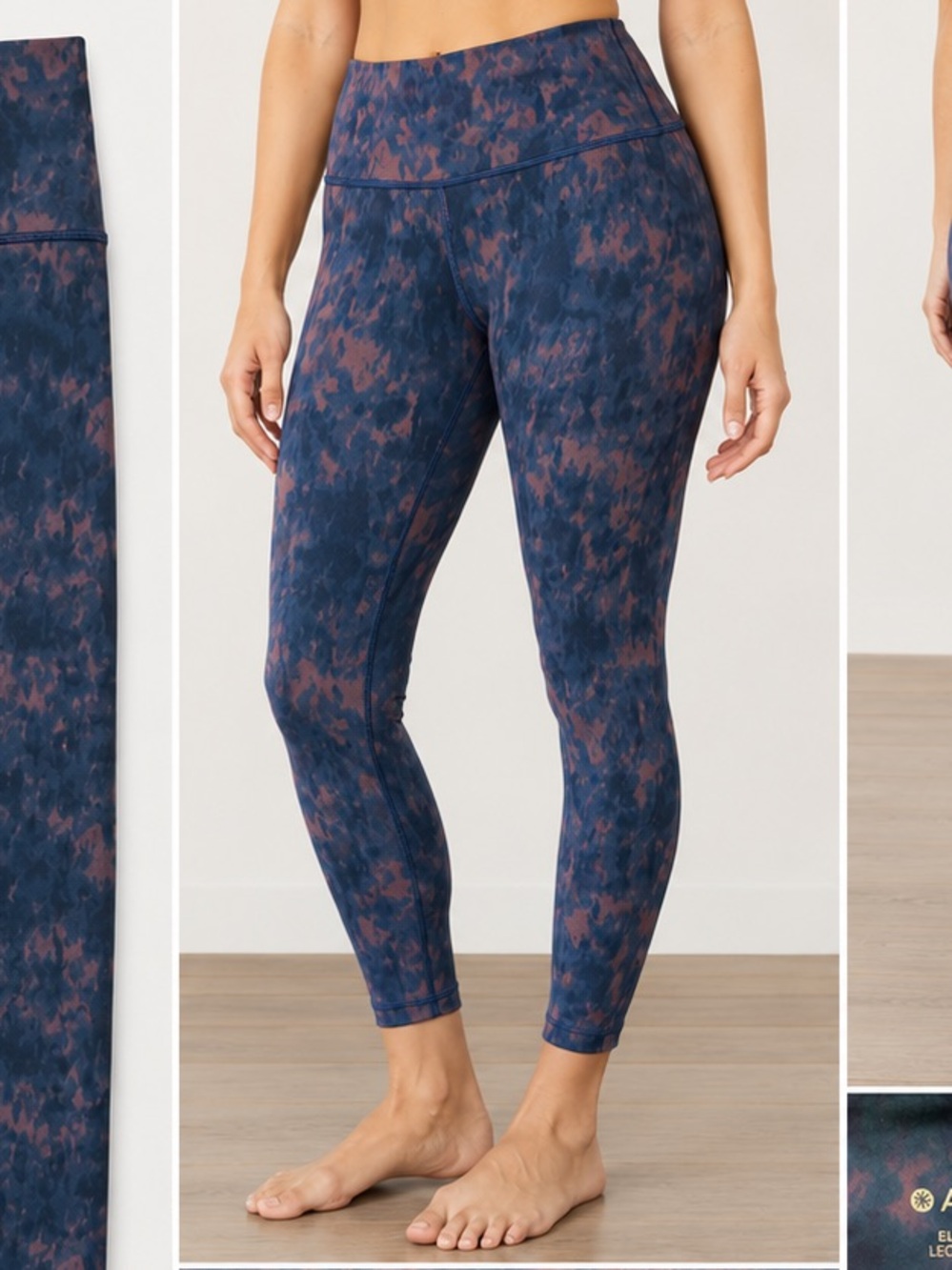 Athleta Navy & Rust Tie-Dye High-Rise 7/8 Leggings